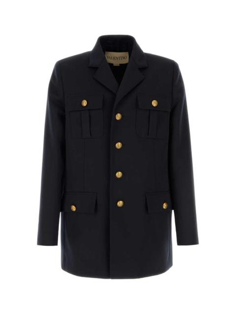 Valentino Valentino Garavani Men Navy Blue Wool Blazer