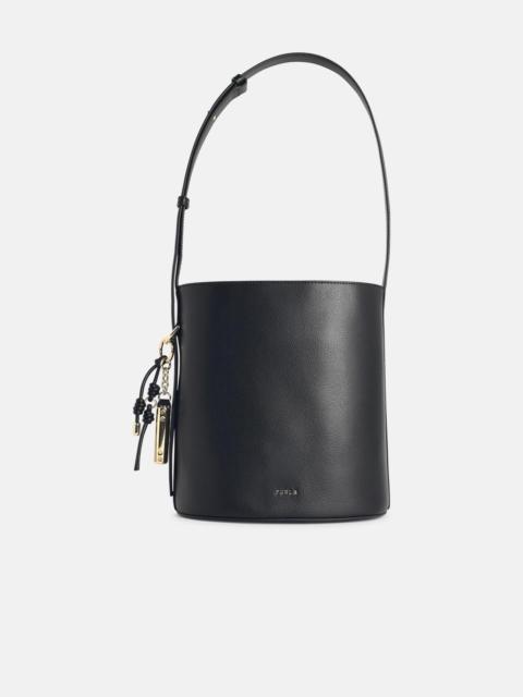 FURLA ROXIE' BUCKET BAG IN BLACK LEATHER