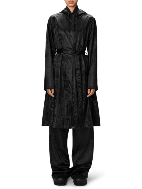 RAINS Rains Waterproof A-Line Long Raincoat in Coal at Nordstrom