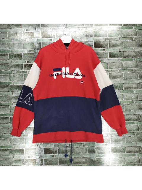 Other Designers Vintage - Fila Big Logo Colorblock Pullover Red Hoodies #618-24