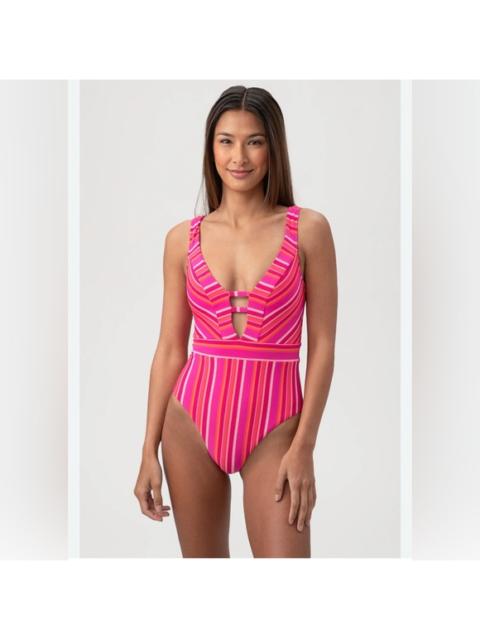 Other Designers NWT Trina Turk Marai Halter Plunge One Piece Swimsuit Pink Sz 8 $162‎