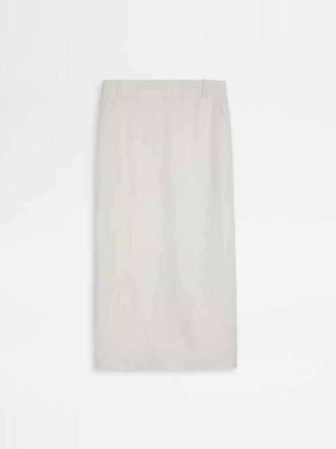 Tod's MIDI SKIRT IN LINEN - WHITE