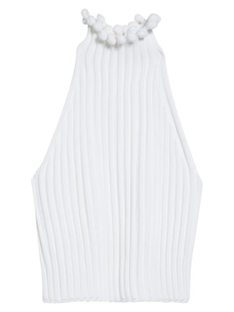 Alaïa Alaïa Curled Trim Rib Top in Blanc at Nordstrom