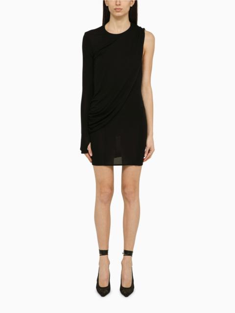 ANDREĀDAMO Black viscose one-shoulder dress with drape