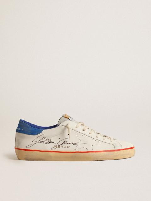 Golden Goose Men’s Super-Star with perforated star and blue suede heel tab