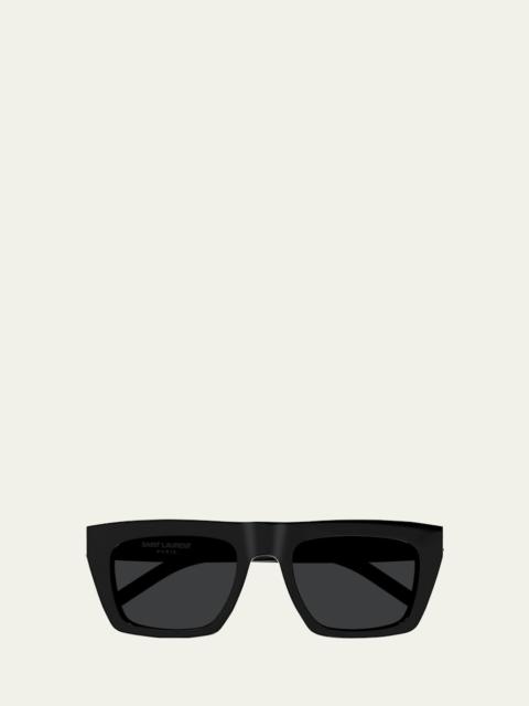 SAINT LAURENT YSL Acetate Flat-Top Rectangle Sunglasses
