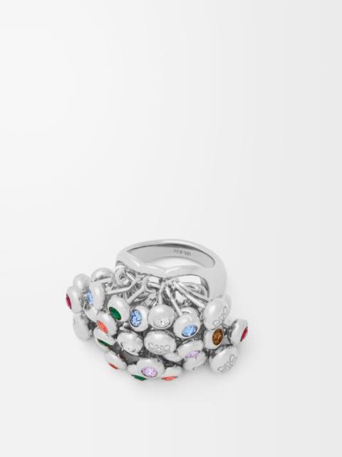 Loewe Push Pin ring in sterling silver and crystals