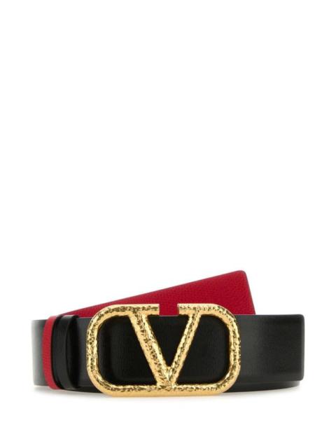 Valentino Garavani Woman Black Leather Vlogo Reversible Belt