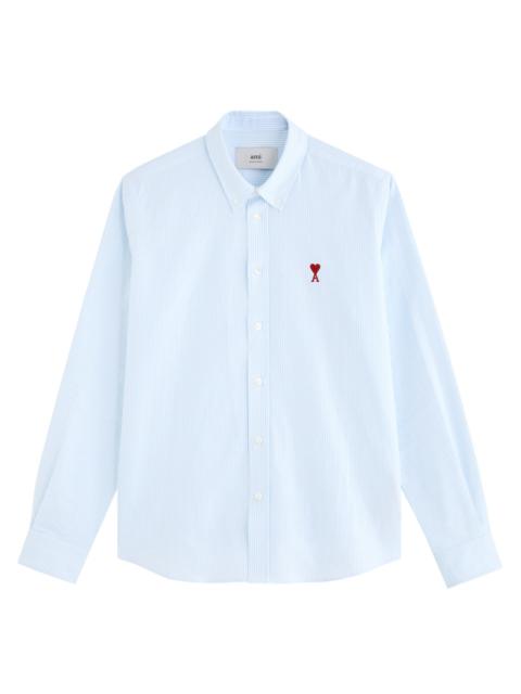 Ami Paris Logo Striped Cotton Shirt