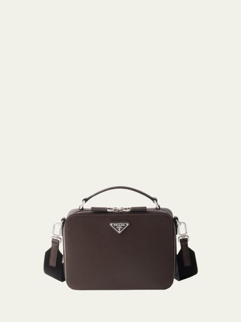 Prada Men's Saffiano Leather Brique Crossbody Bag w/ Nylon Strap