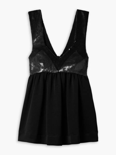 Proenza Schouler Sequined hammered-crepe tank