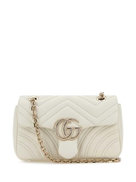 GUCCI Gucci Women Ivory Nappa Leather Small Gg Marmont Shoulder Bag