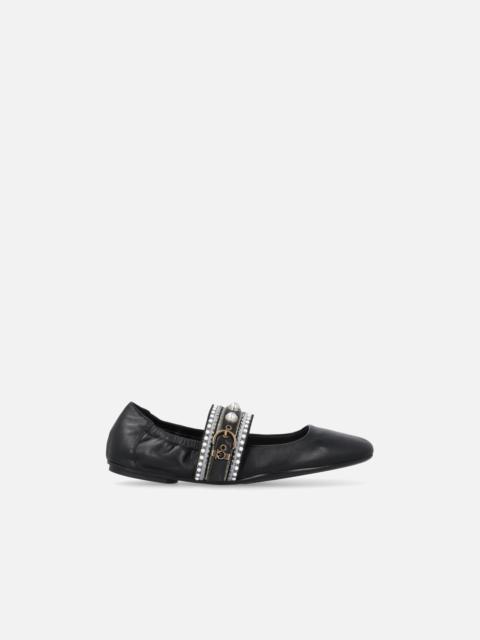 PINKO NAPPA LEATHER BALLERINAS WITH JEWEL BAND