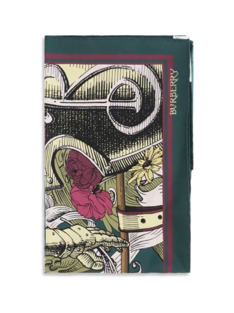 Burberry Burberry Men Silk Scarf With Etched Knight