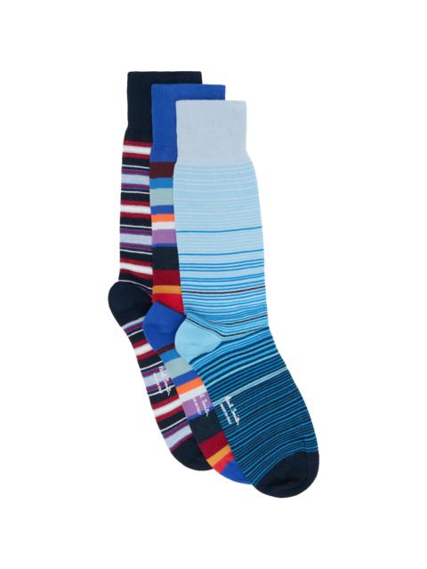 Paul Smith Three-Pack Multicolor Mixed Stripe Cracker Set Socks