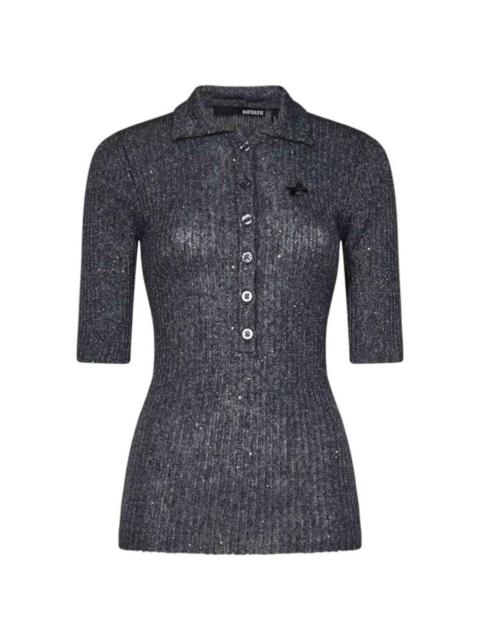 Rotate Ladies Magnet Sequin Knit Polo Shirt
