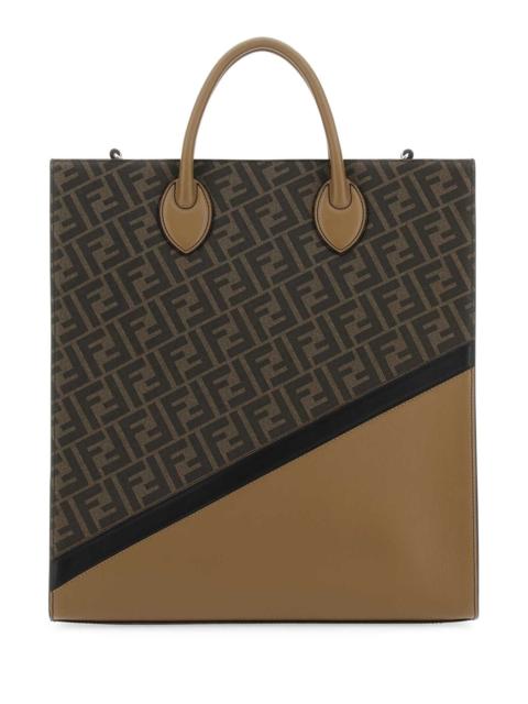 FENDI Fendi Men Multicolor Leather And Canvas Shopping Bag