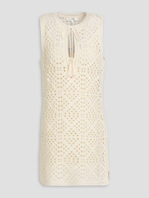 FRAME Tasseled crocheted cotton-blend mini dress