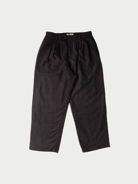 Aviva Jifei Xue Triple Pleated Pant - Charcoal Wool Yak Linen Twill