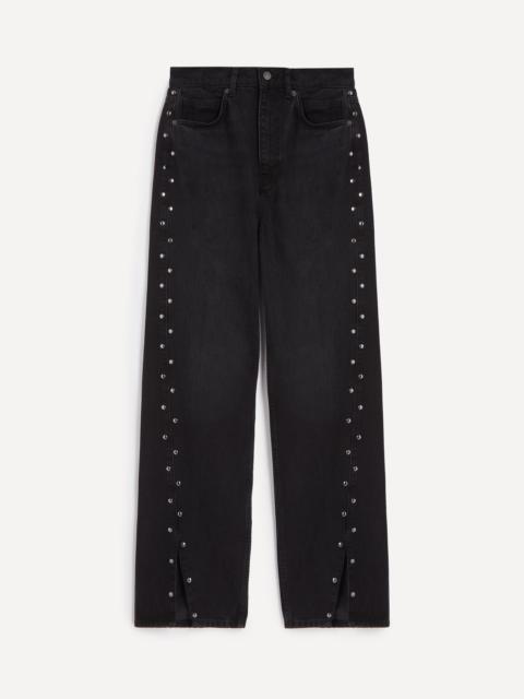 Reformation Cary High-Rise Slouchy Wide-Leg Studded Jeans