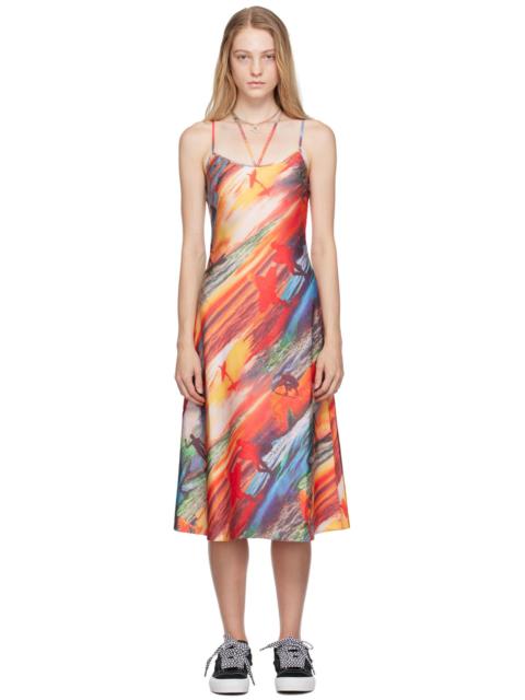 ERL $585 NWT ERL Surf Print Red Sunset Midi Dress
