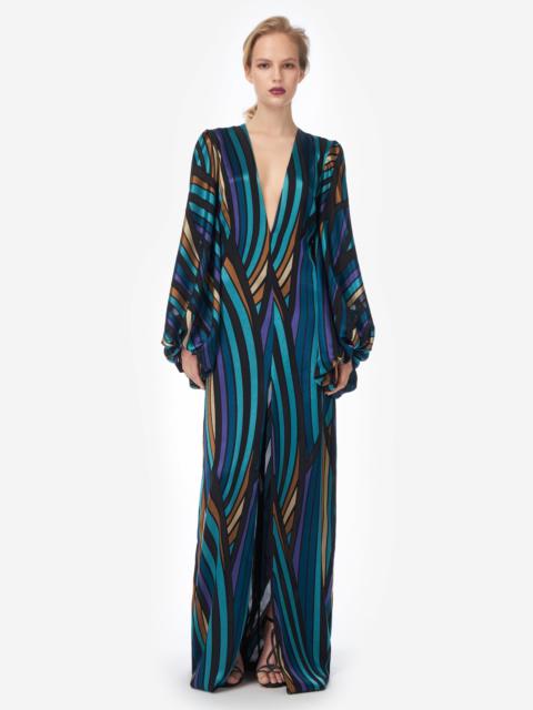 COSTARELLOS Willow Printed Satin Column Gown multi