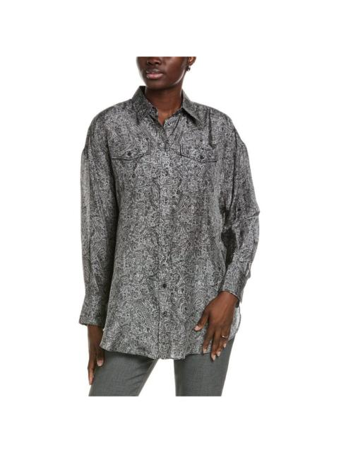 Brunello Cucinelli Brunello Cucinelli Grey Paisley Oversized Shirt
