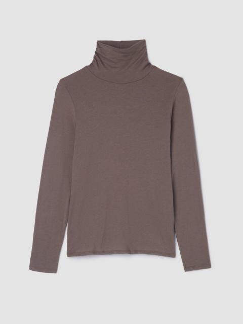 EILEEN FISHER Sheer Cotton Blend Knit Turtleneck Top