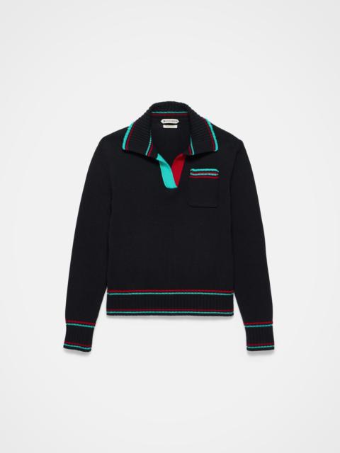 JW Anderson WOMENS SHRUNKEN POLO JUMPER IN BLACK