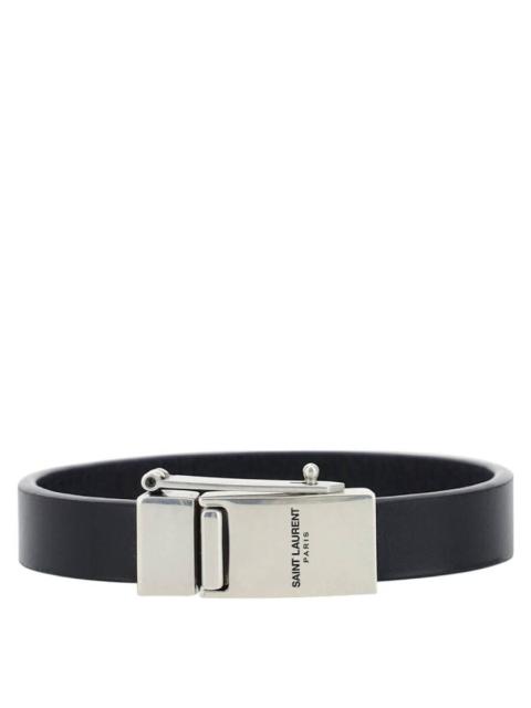 SAINT LAURENT Saint Laurent Black Leather Bracelet