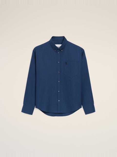 AMI Paris BLUE COTTON BOXY EMBROIDERED AMI DE COEUR SHIRT