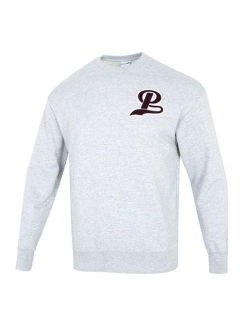 PUMA PUMA Team Crew Logo Sweatshirt 'Grey Burgumdy' 539268-04
