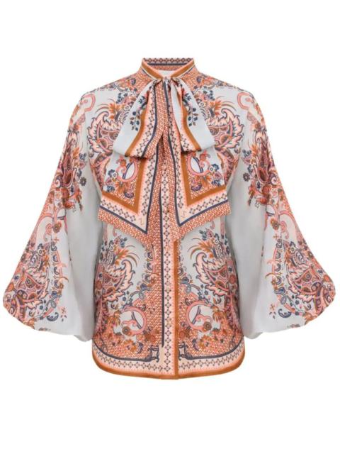 Zimmermann Aster Tie Neck Silk Blouse Women