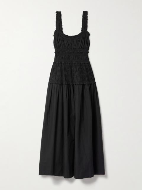 DÔEN Marianne Shirred Organic Cotton-poplin Midi Dress
