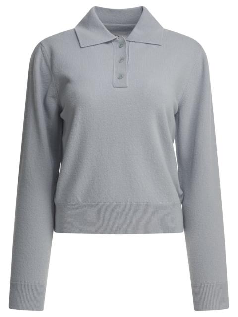 Maison Margiela Maison Margiela Virgin Wool Polo Sweater Light Blue