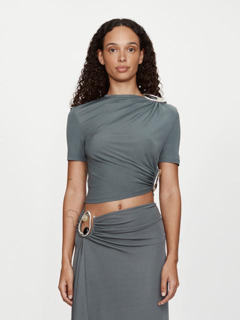 CHRISTOPHER ESBER Orica Crystal Ruched Jersey Tee