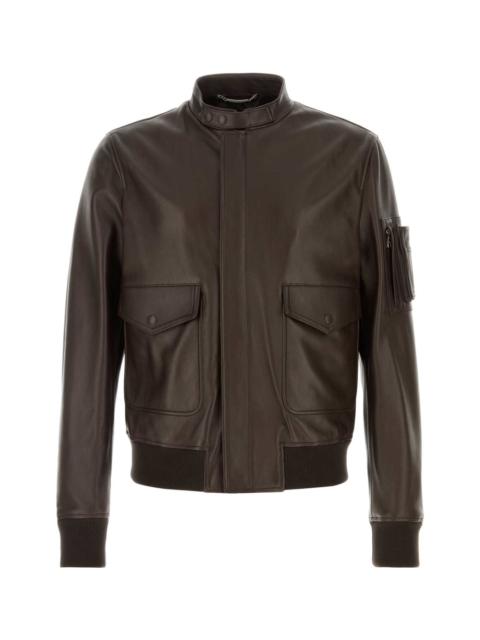Dolce & Gabbana Brown Leather Jacket