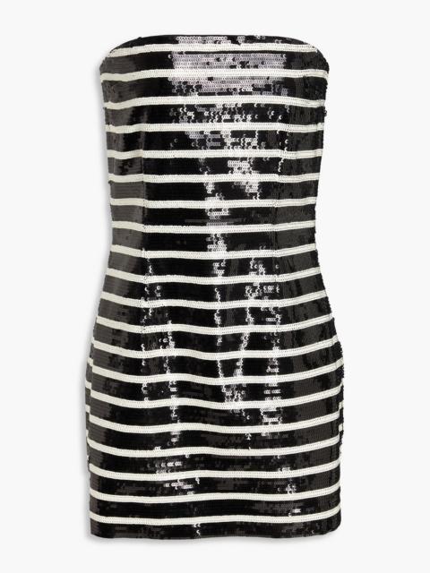 VERONICA BEARD Cala strapless striped sequined cotton-blend mini dress