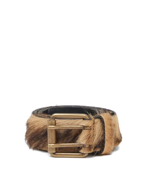 Diesel LONG-HAIR LEATHER BUCKLE BELT
