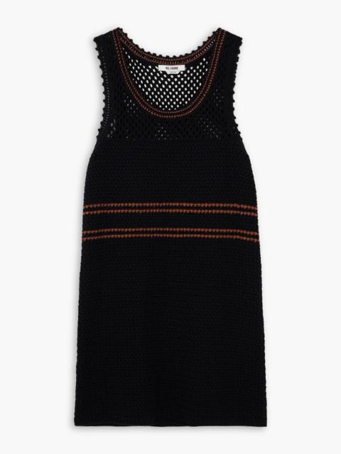 RE/DONE Striped crocheted cotton mini dress