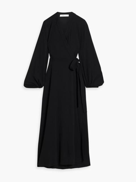 Another Tomorrow Cutout crepe midi wrap dress