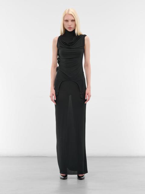 Jean Paul Gaultier Navy Draped Turtleneck Maxi Dress