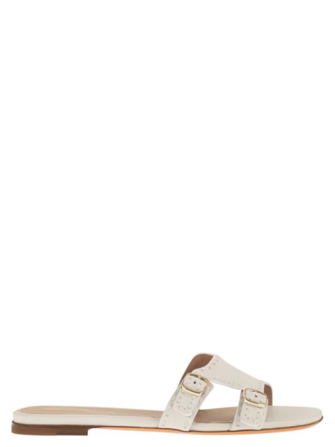 Santoni Santoni Women Leather Flat Sandals With Double Buckle Straps