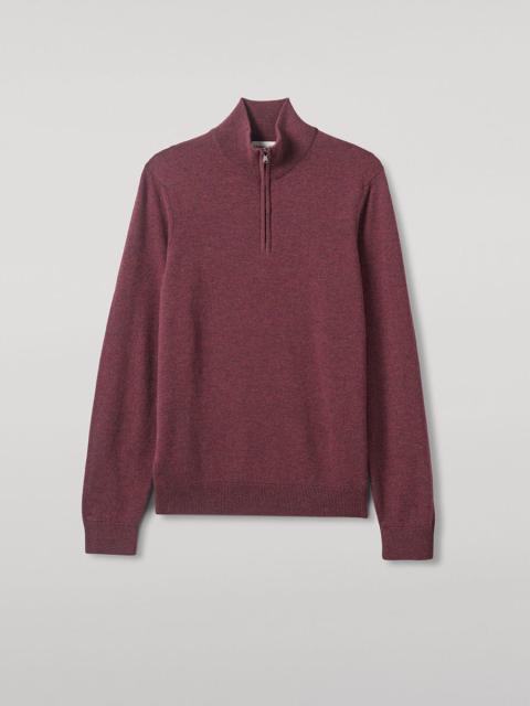 Johnstons of Elgin Classic Cashmere Purple Zip Neck Jumper