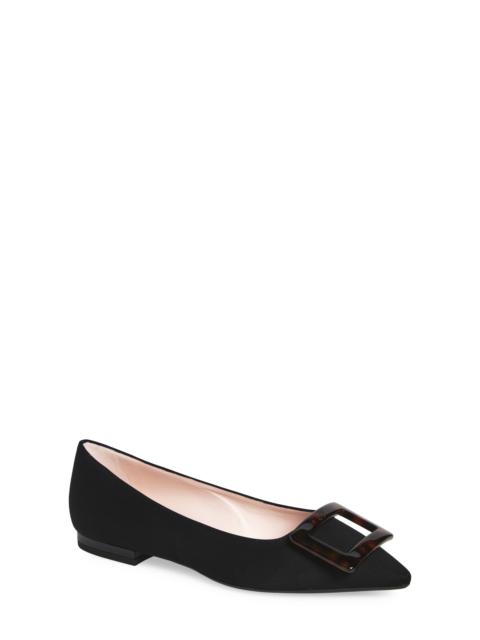 Roger Vivier Roger Vivier Gommettine Pointed Toe Flat in Nero at Nordstrom