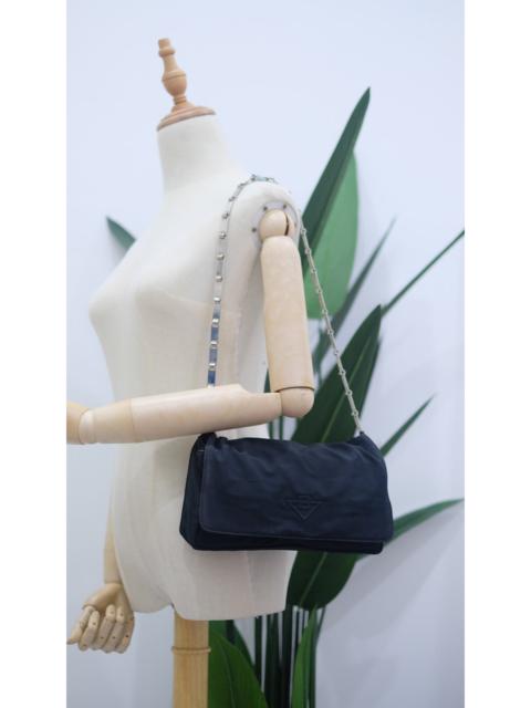 Vintage Bottega veneta Black Nylon Shoulder bag Chain sling