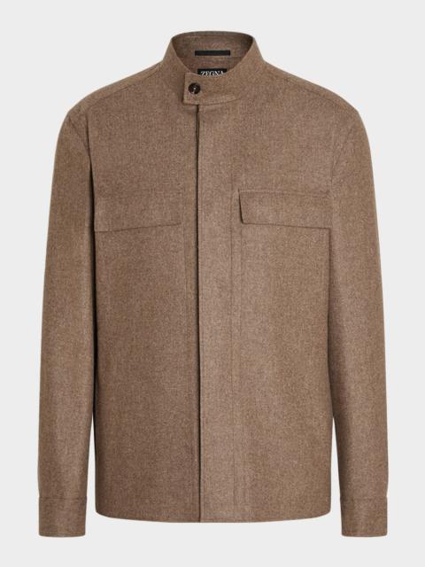 ZEGNA Men's Melange Cashmere Overshirt with Pockets