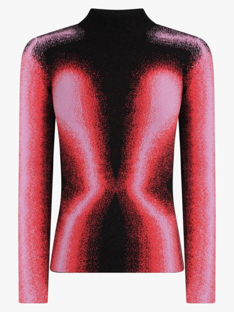 Y/Project GRADIENT ABSTRACT BODY PRINT L/S KNIT TOP | PINK/BLACK