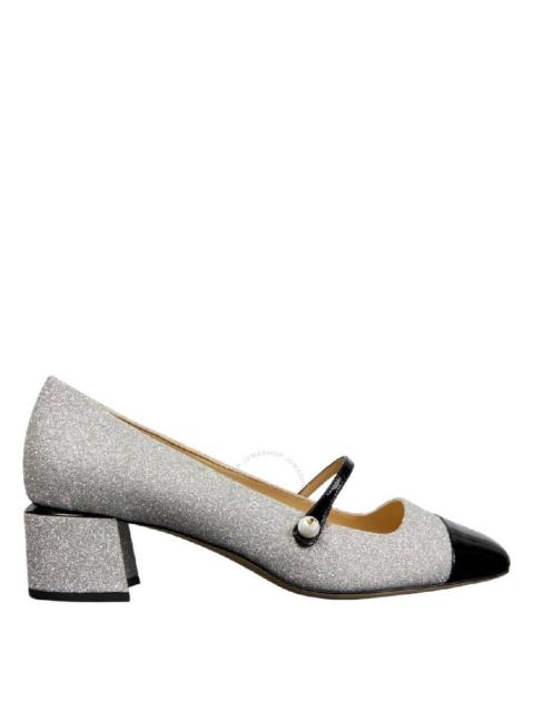 JIMMY CHOO Jimmy Choo Glitter Square-Toe Leather Shoe