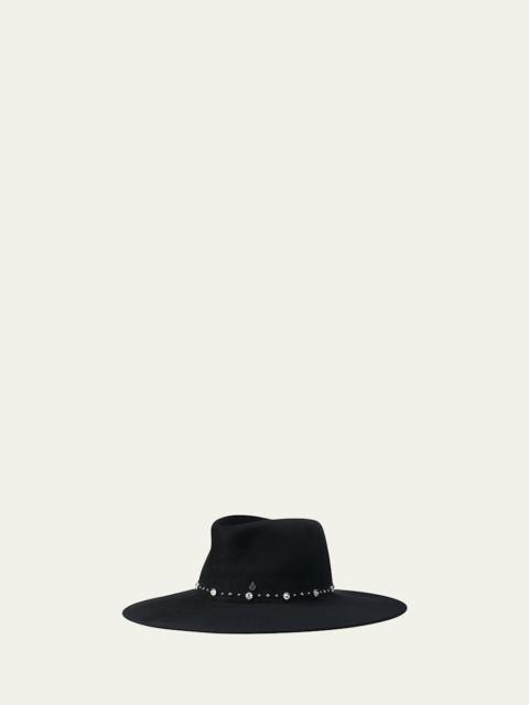 MAISON MICHEL Roy Rock Studs Wool Felt Fedora Hat
